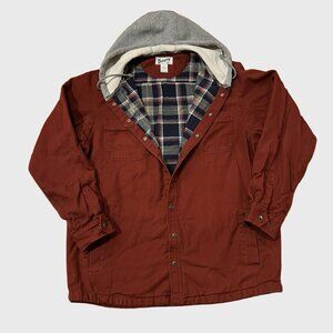 Duluth Trading Jacket Mens XLT Maroon Red Fire Hose Hooded Limber Flannel Lined